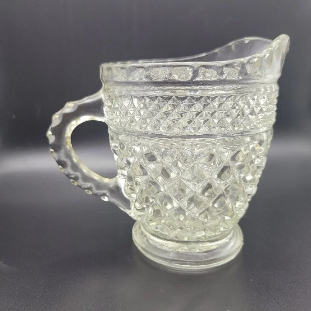 Wexford Glass Creamer‎ Pitcher 4 Inch Tall Textured Handle Vintage Replacement